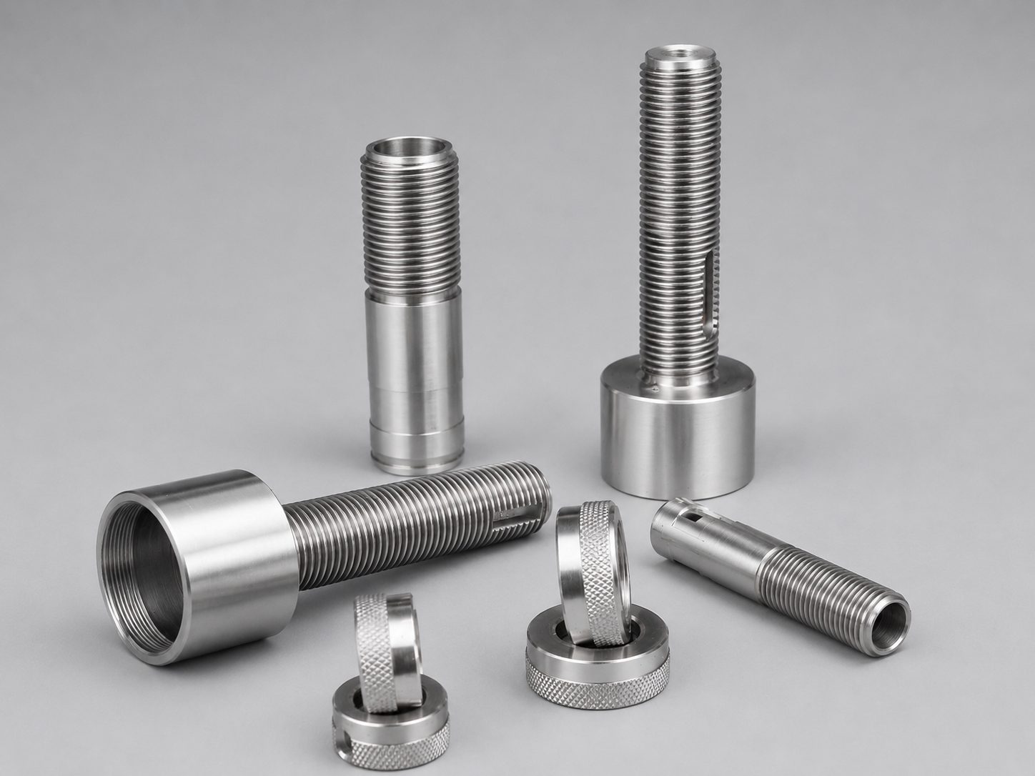 Threaded shafts and knurled parts